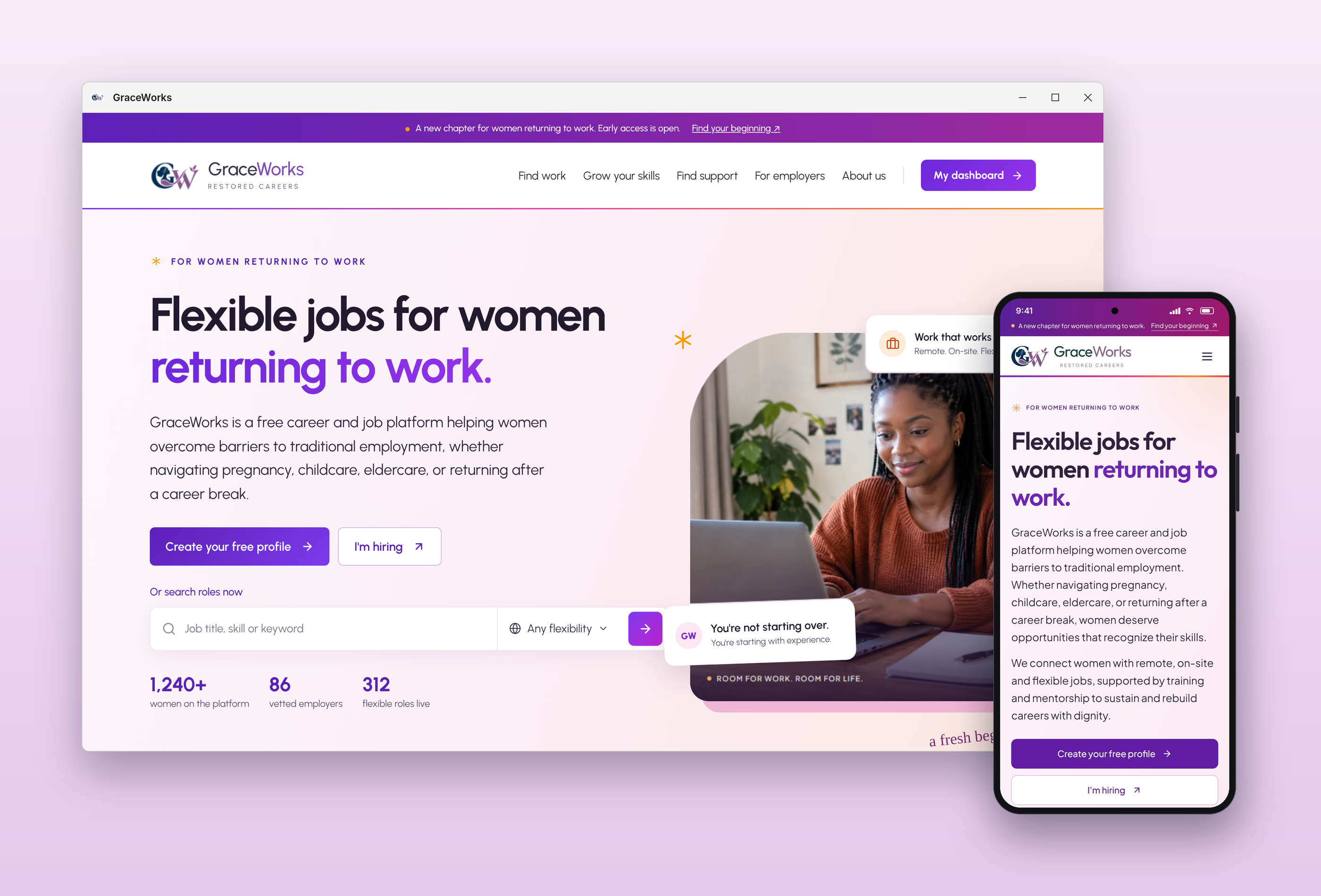 GraceWorks on a desktop and a phone