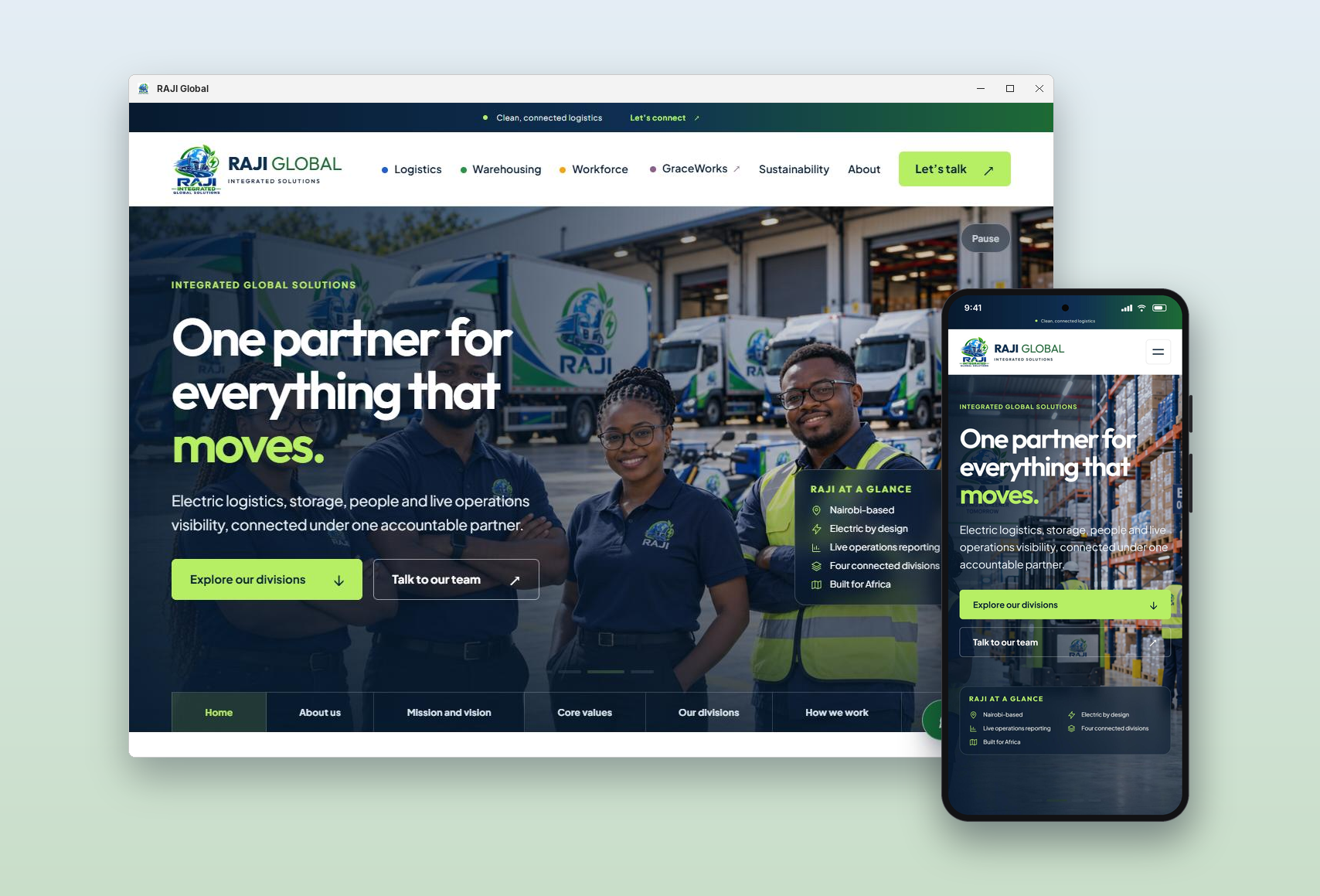 RAJI Global on a desktop and a phone