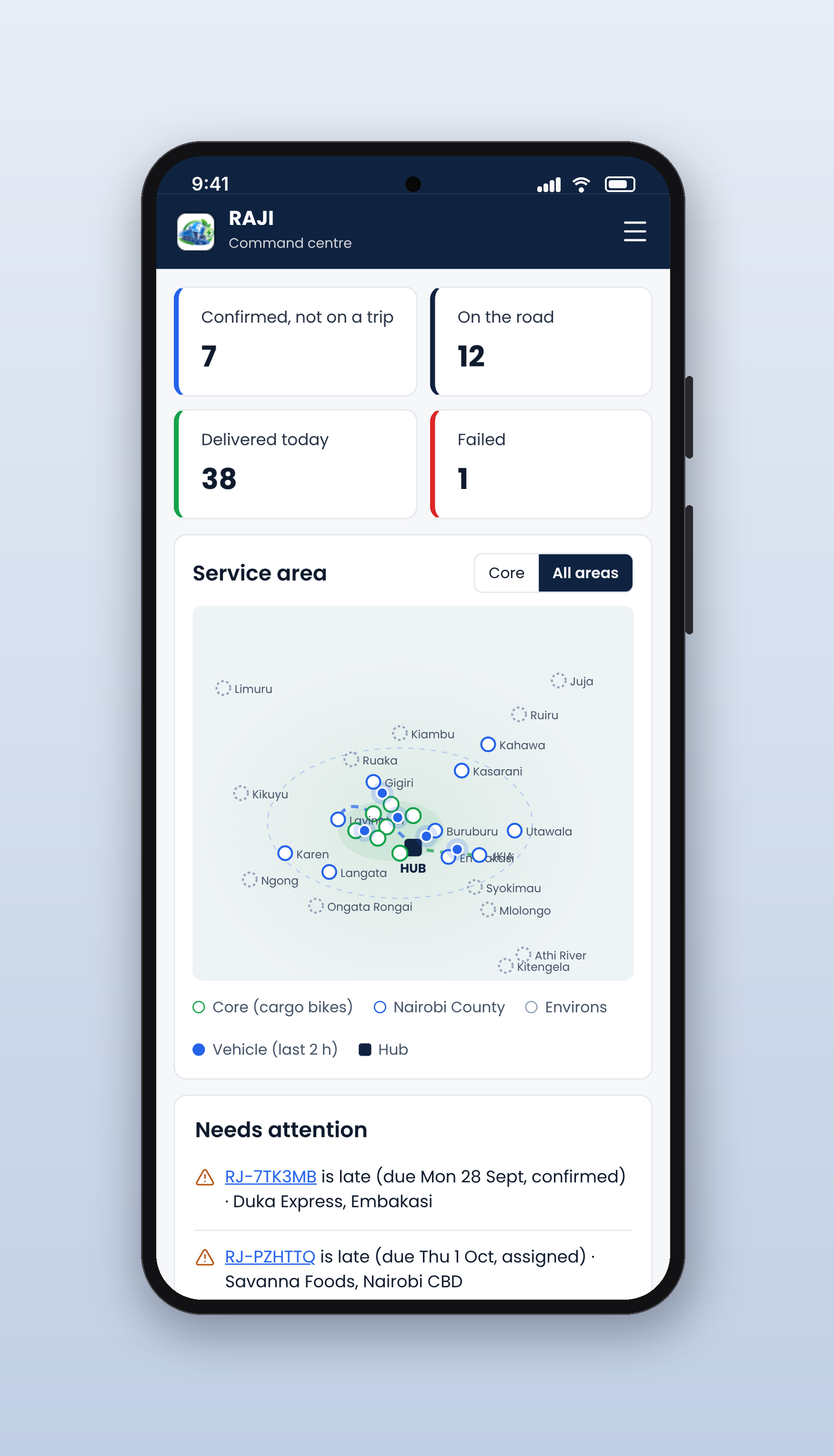 RAJI System: Command centre, on a phone